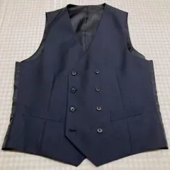 極美品 チェック ダブルブレスト スーツ ベスト LLサイズ ジレ 微光沢