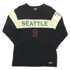 マナスタッシュ　七分袖フットボールTシャツ　黒　M　MANASTASH