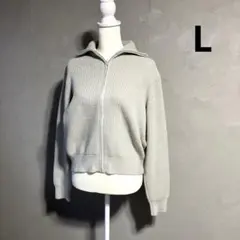 大人気 ユニクロ フルジップカーディガン ライトグレー L