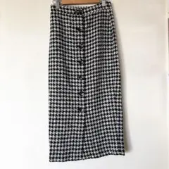 ザラ ロングスカート　千鳥格子 ツイード タイト フロントボタン XS S 美品のサムネイル