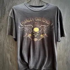 希少❗️ハーレーダビッドソン フェード スカル 骸骨 tシャツ ブラック 