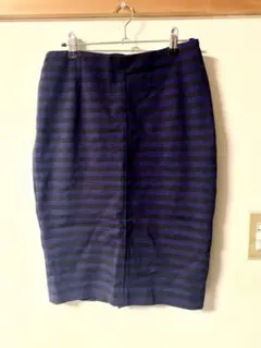 タイトスカート　ストレッチ　ボーダー　ユニクロ　　ひざ丈　新品未使用　Lサイズ