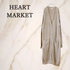 ハートマーケット【L】Vネックロングニットカーディガン 羽織り 薄手 体型カバー