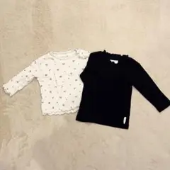 【セット売り！】花柄 黒無地 トップスセット70cm