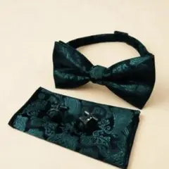 【グリーン】蝶ネクタイ 結婚式　チーフ 新郎 挙式 お色直し 二次会 パーティ