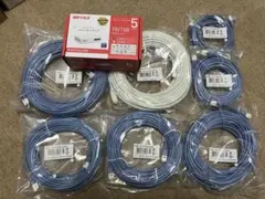 BUFFALO スイッチングハブ 5ポート + LANケーブル 7本セット
