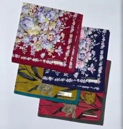 ピエールバルマン & ジュンココシノ 花柄ハンカチ4枚セット