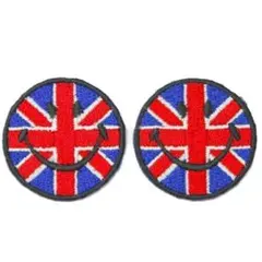 アイロンワッペン にこちゃん スマイル イギリス 小さいサイズ 2枚セット