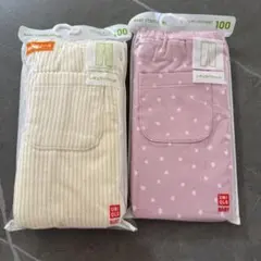新品 100 UNIQLO レギンス コーデュロイ ２本セット