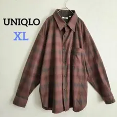 1407 ユニクロ ヘビーフランネルオーバーサイズシャツ 長袖【XL】チェック柄