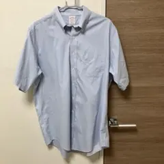 ブルックスブラザーズ　水色 ストライプ 半袖シャツ16-16.5 アメリカ古着