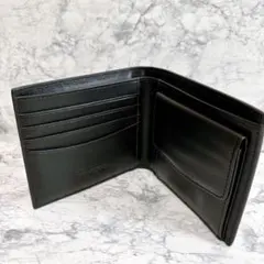 メンズ　二つ折り財布　財布　黒　レザー　折り財布　バレンタイン　コンパクト
