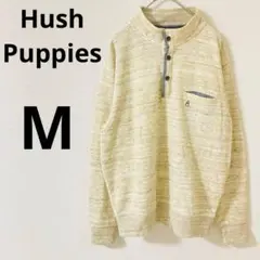 ハッシュパピー　ハイネックトレーナー　【M】　刺繍ロゴ　綿混　ストライプ　伸縮性