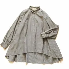 美品✨BEARDSLEY ストライプAライン　ロングシャツ ブラウス　フレアのサムネイル
