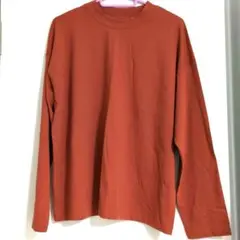 美品！無印良品　天竺編みクルーネック　長袖Ｔシャツ　カットソー　ＸＬ　レンガ