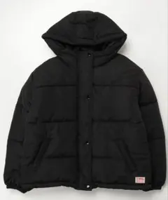 ブラック中綿コート フード付き