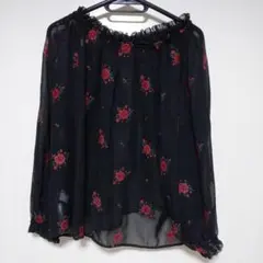 ローリーズファーム 花柄 シースルートップス 　オフショルダー　Lサイズ