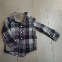ボタンシャツ　リバーシブル　チェック柄　95cm