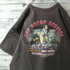 ハーレーダビッドソン 両面プリント スカル ピンナップガール Ｔシャツ