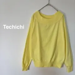 1983【テチチ】春イエロー✨長袖　薄手ニット　クルーネック【M】のサムネイル