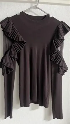 snidelフリル付きブラウン長袖トップス