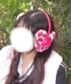 ヒョウ柄リボン付き耳あて・イヤーマフ