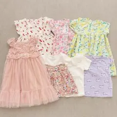 120サイズ｜女の子服まとめ売り 春夏 花柄 チュールワンピ
