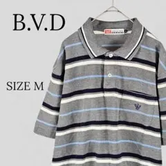 B.V.D ビーブイディー 半袖 ポロシャツ ボーダー柄 M
