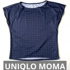 UNIQLO MOMA ネイビー ドット柄 半袖ドライトップス