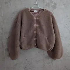 モイテュット ボアブルゾン チャイナボタン F ブラウン ショート丈
