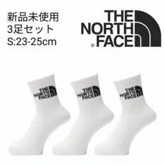 新品未使用 ザ ノースフェイス ジャカードロゴ クルー ソックス 白 3足 S