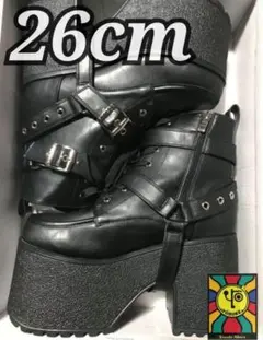 送料込み 26cm YOSUKE V系 ロック 超厚底ブーツ 黒 チェーン付き
