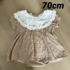 花柄フリル襟ロンパース 70