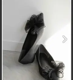 ランダ　2WAYリボンラメフラットパンプス　ブラック