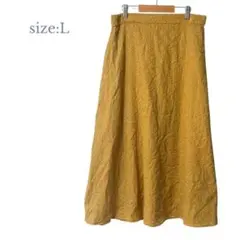 Lサイズ　ロングスカート　刺繍デザイン　ウエストゴム　ポケット付き