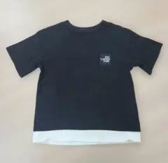 黒 Tシャツ 裾白 ラベル風デザイン