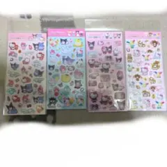 4枚セット　サンリオ　キャラクターズ　ラメ入り　樹脂もりシール　シール　クロミ