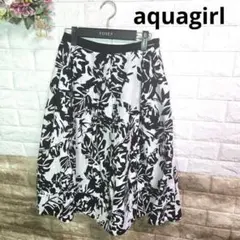 aquagirl フラワープリント フレアスカート