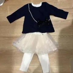 未使用　リボンポシェット　トレーナー、レギンス付きチュールスカート　プティマイン