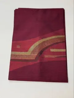 赤茶色　名古屋帯 幾何学模様