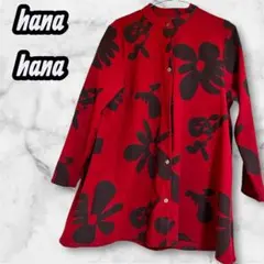 極美品✨ダークレッド 花柄 ノーカラーブラウス M〜Lサイズのサムネイル