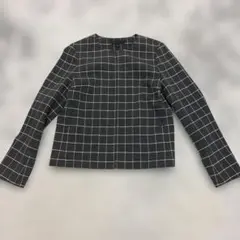★お値下げ中★UNIQLOノーカラー　チェックジャケット Mサイズ