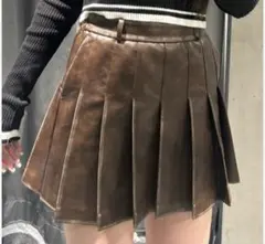 EMODA ブラウン レザー プリーツミニスカート