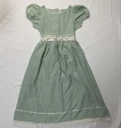 Rare Editions グリーン フラワーモチーフ ロングドレス 半袖