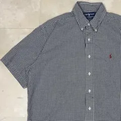 Ralph Lauren ギンガムチェック ボタンダウンシャツ ブラック L