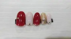 シンプルに3色のワンカラーでネイルチップ　ジェル使用作品