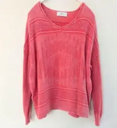 AZUL 編み柄 Vネック サマーニット