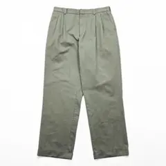 LANDS' END 2タック ワイド チノパンツ スラックス L ベージュのサムネイル