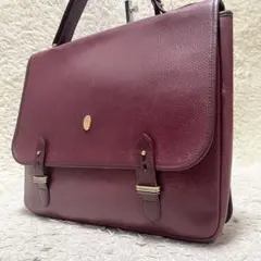 【A4可】カルティエ　ビジネスバッグ　フラップ　ボルドー　ゴールド金具