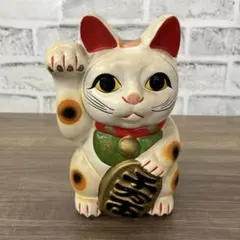 2F ②招き猫 貯金箱 陶器 アンティーク 千万両 縁起物 置物 古道具